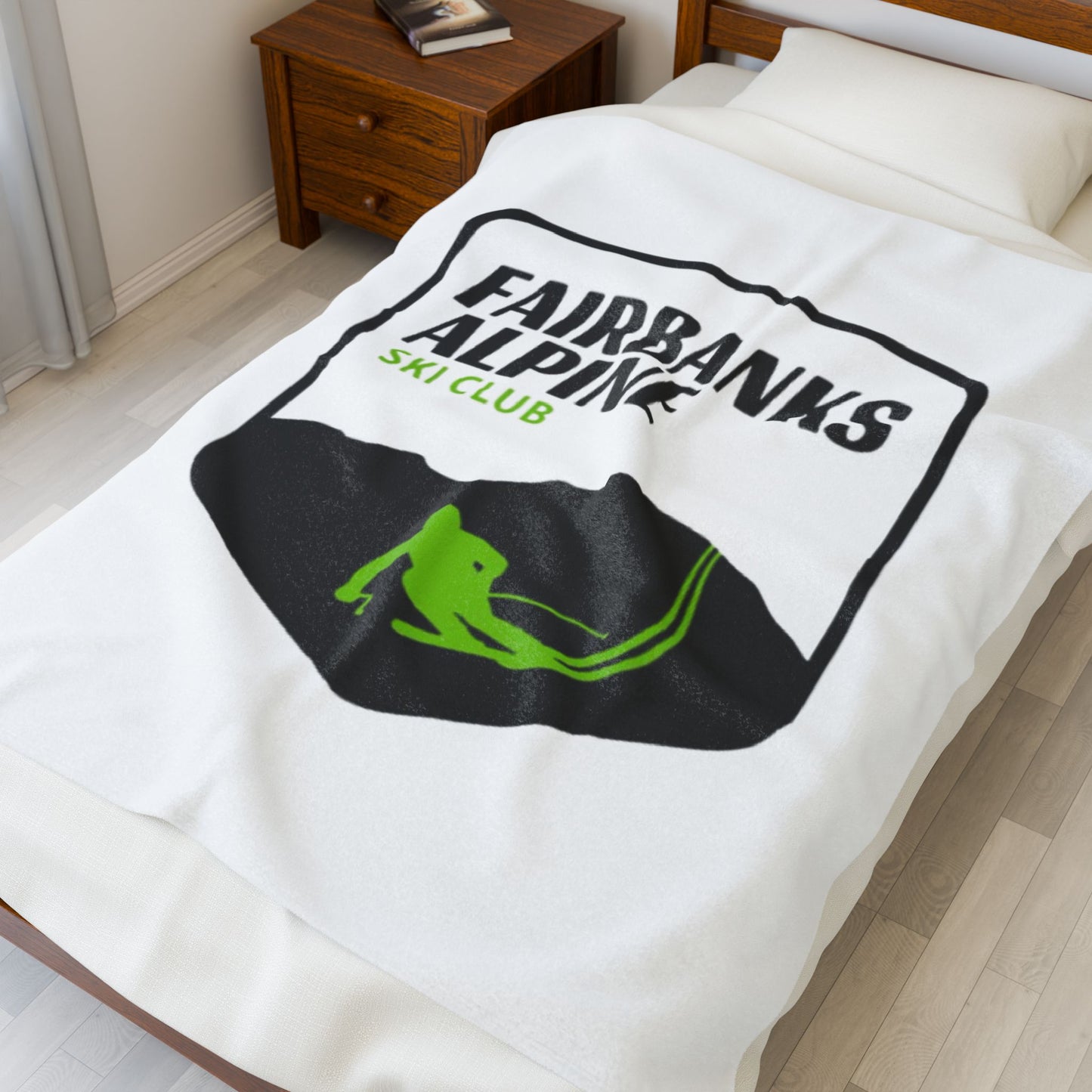 Fairbanks Alpine Ski Club Velveteen Plush Blanket | Cozy Throw for Ski Lovers, Warm Gift for Winter Sports, Home Décor